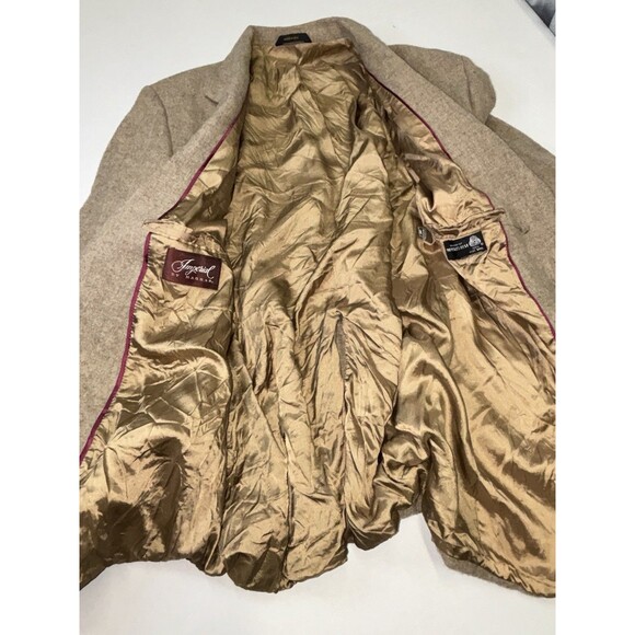 Vtg 90s Imperial by Haggar Wool Tweed Blazer Mens 44 L Regular Beige - Picture 3 of 9